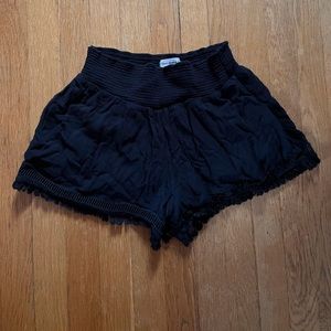 Navy Blue Shorts with Tassel Hem & Smocked Waist